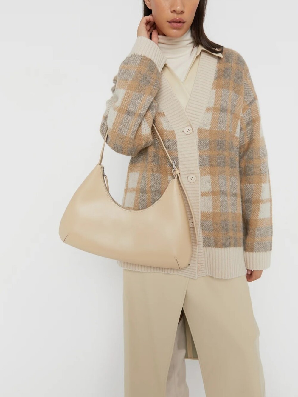 Oak + Fort NWT Small Rounded Shoulder Bag In Dark Beige
